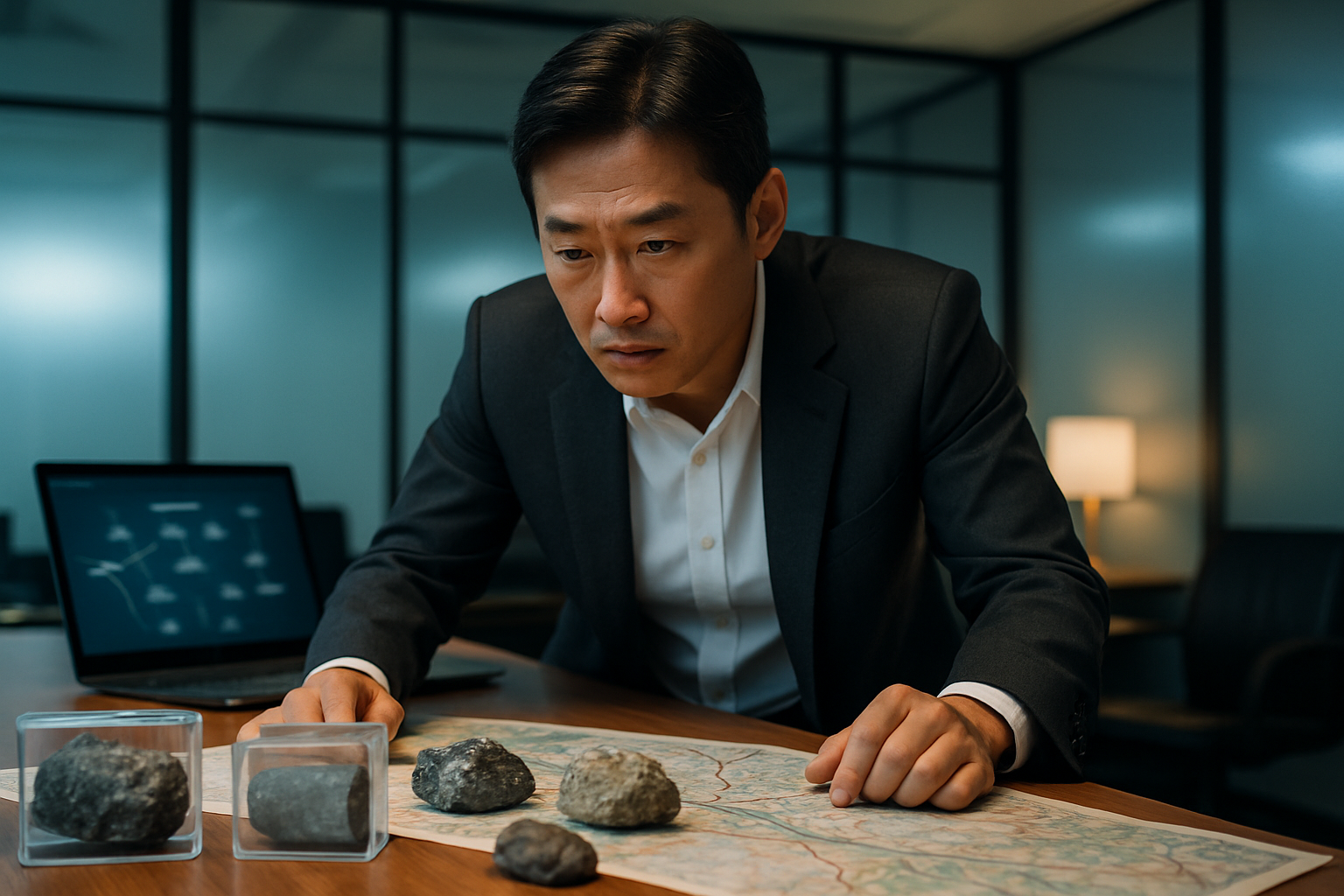 광물 지도를 살피는 정책 분석가